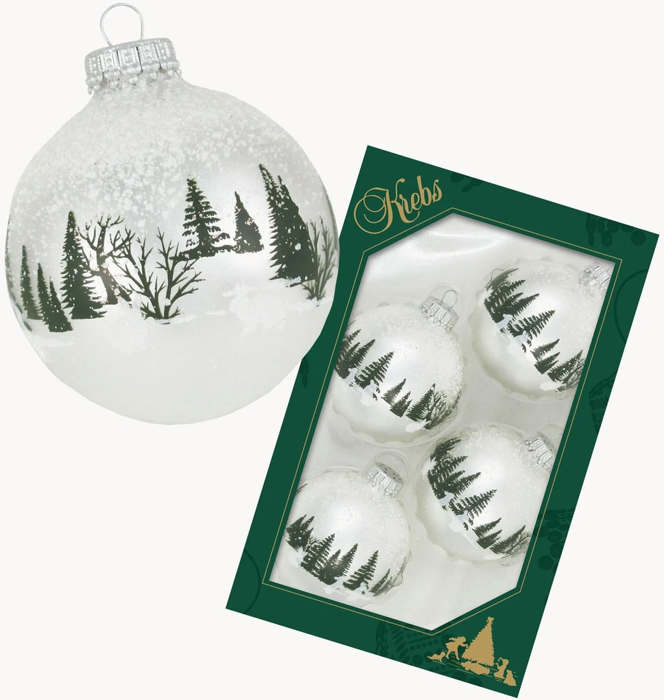 Handbeschilderde kerstballen Snow Hare, 4-delig