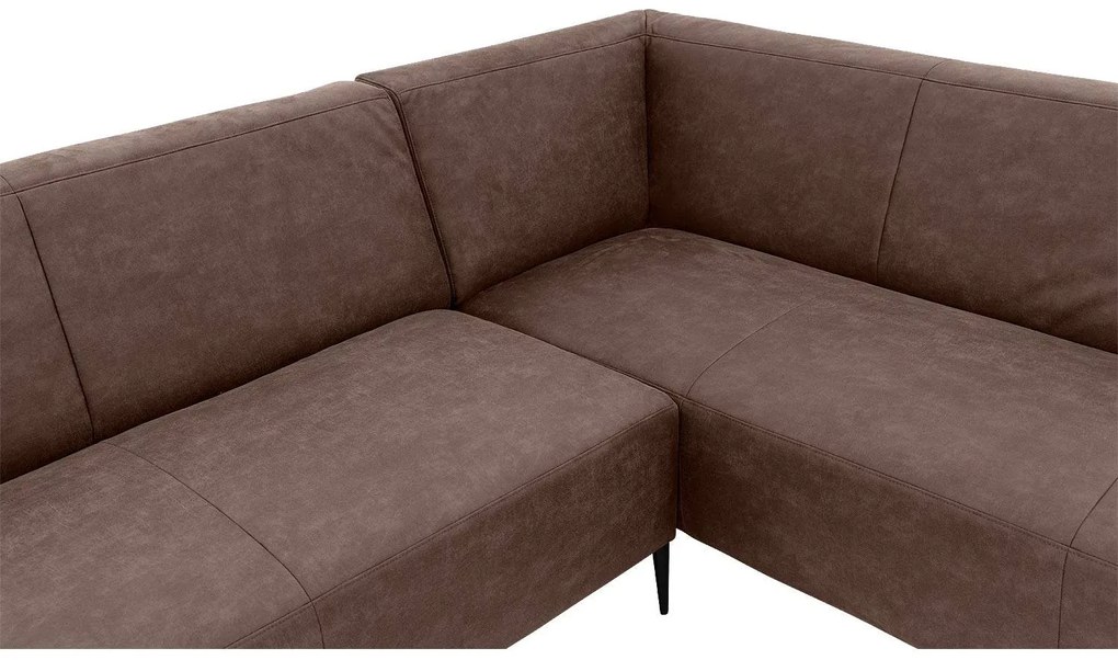 Goossens  Key West bruin, micro leer, 2-zits, modern design met ligelement rechts