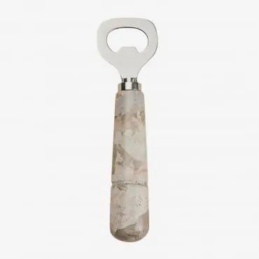 Calven Flesopener Van Marmer En Roestvrij Staal Beige Marmer Panther - Sklum