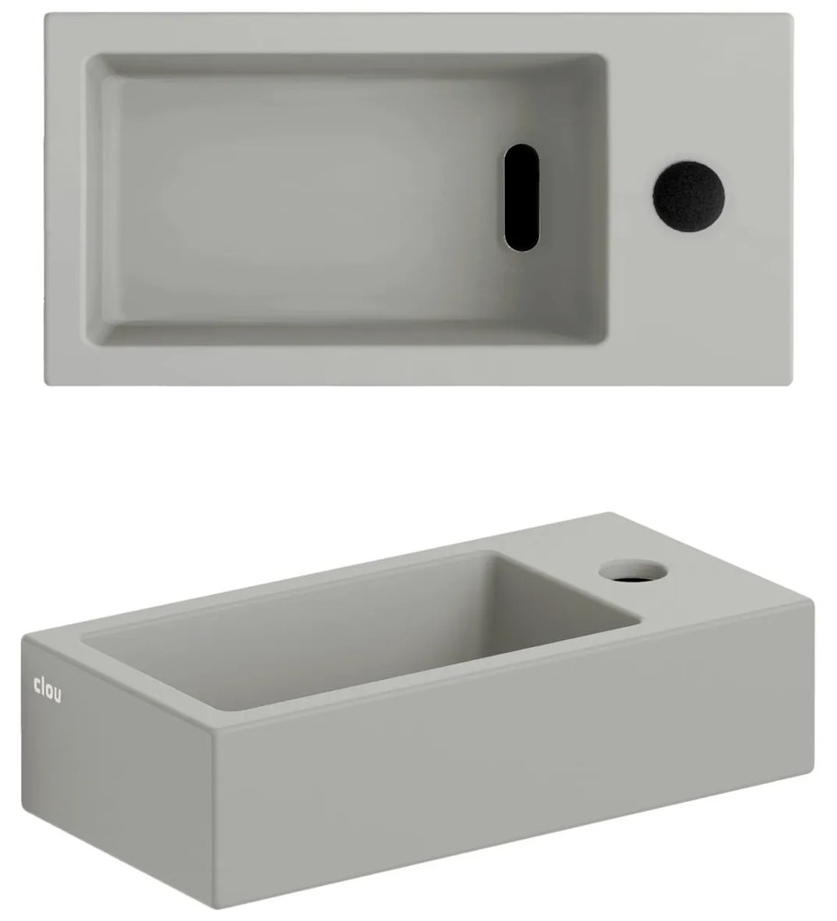 Clou Flush 3 keramische fontein 36cm met kraangat rechts grijs mat