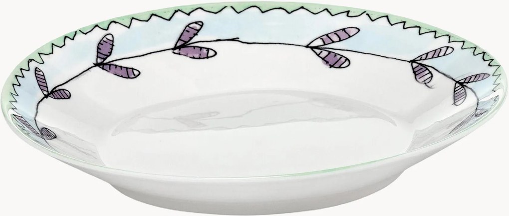 Fine Bone China diepe borden Midnight Flowers, 2-delig