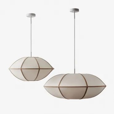 Set Van 2 Hanglampen Van Linnen Patraix Bruin - Tarwe - Sklum