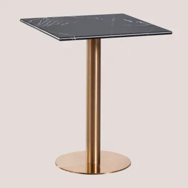 Cosmopolitan Vierkante Marmeren Bartafel Marmer Nero Marquina & ↔︎ 60 Cm & Roségoud - Sklum