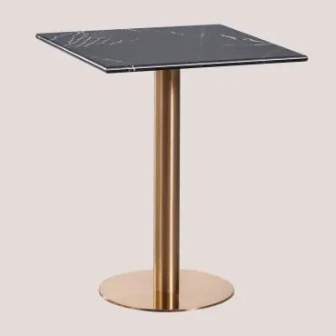 Cosmopolitan Vierkante Marmeren Bartafel Zwart Marquina-marmer & ↔︎ 60 Cm & Roségoud - Sklum
