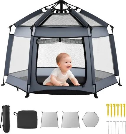 VEVOR Baby Box 150x150x106 cm, Box voor peuters met luifel, Box, Draagbare speeltuin met UPF 50+ zonbescherming & Reistas voor thuis, park, strand, opvouwbaar & lichtgewicht
