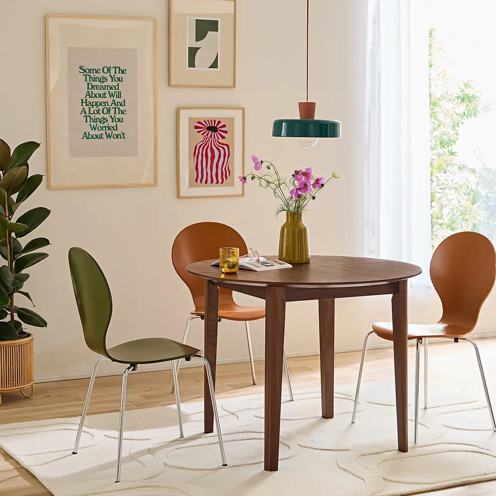 Uitschuifbare eettafel, walnootfineer, 4 tot 8 couverts, Tioga