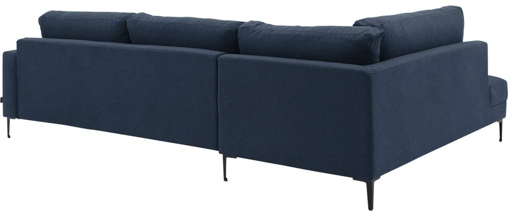Goossens Bank Coco blauw, stof, 2-zits, stijlvol landelijk met ligelement links