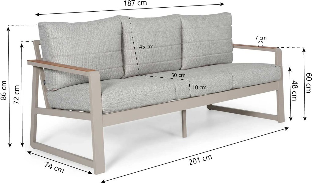 Stoel en Bank Loungeset 7 personen Aluminium Zand/Beige Lifestyle Garden Furniture Sabbia
