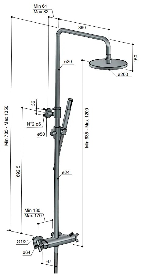 Hotbath Get Together SDS3GN opbouw regendouche met 3s handdouche en 30cm hoofddouche geborsteld nikkel