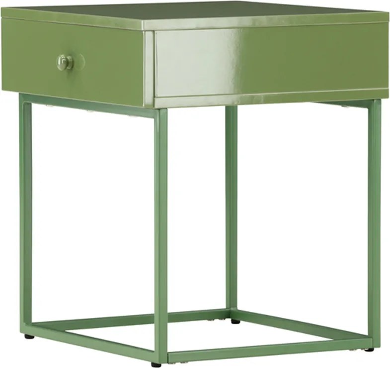 Metalen Nachtkastje Met Lade Groen - 41x41x50cm.