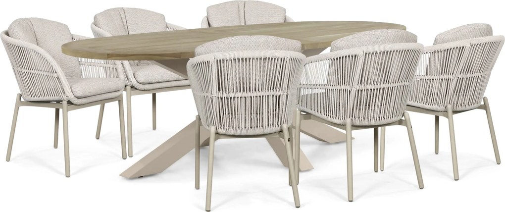 Tuinset 6 personen 240 cm Rope Zand/Beige Lifestyle Garden Furniture Monaco/Brookline