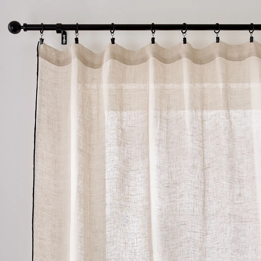 Linnen paneel afgezet met zwart biaisband, ONEGA