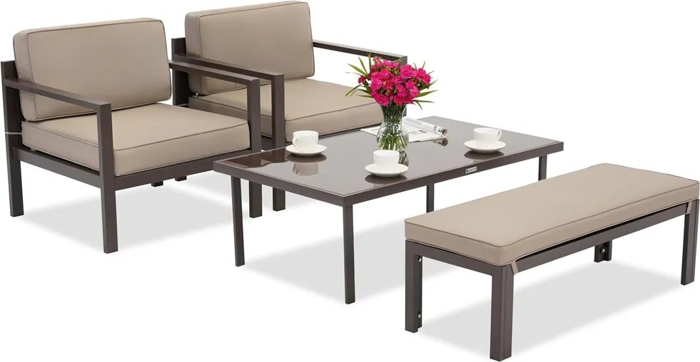 Porto Terrasmeubelset met bank brons Garden Point