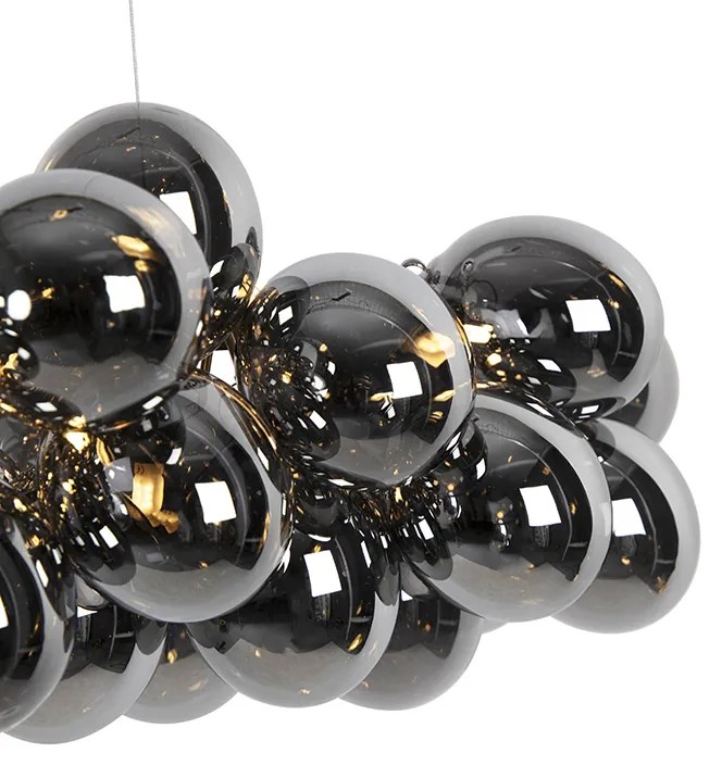 Eettafel / Eetkamer Art Deco hanglamp zwart met smoke glas 8-lichts - Uvas Art Deco, Design G9 Binnenverlichting Lamp