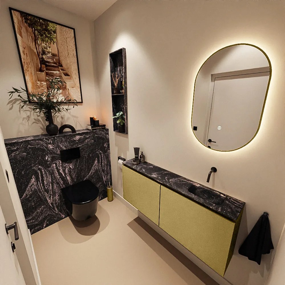 Mondiaz Ture DLux toiletmeubel 120cm oro met wastafel lava rechts zonder kraangat