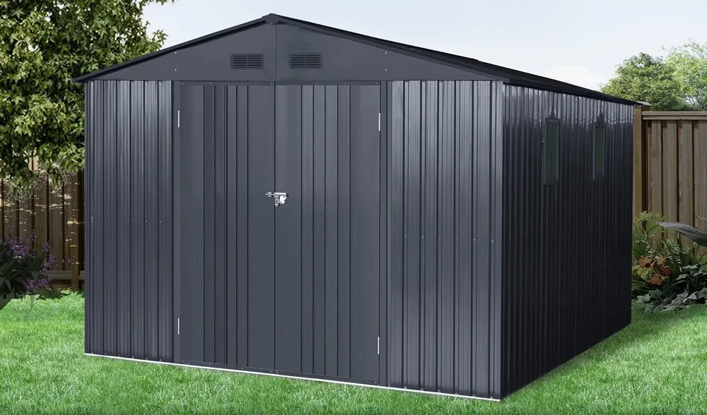Metalen gereedschapshuisje Helsinki 3 x 3,7 m StoreBoss antraciet