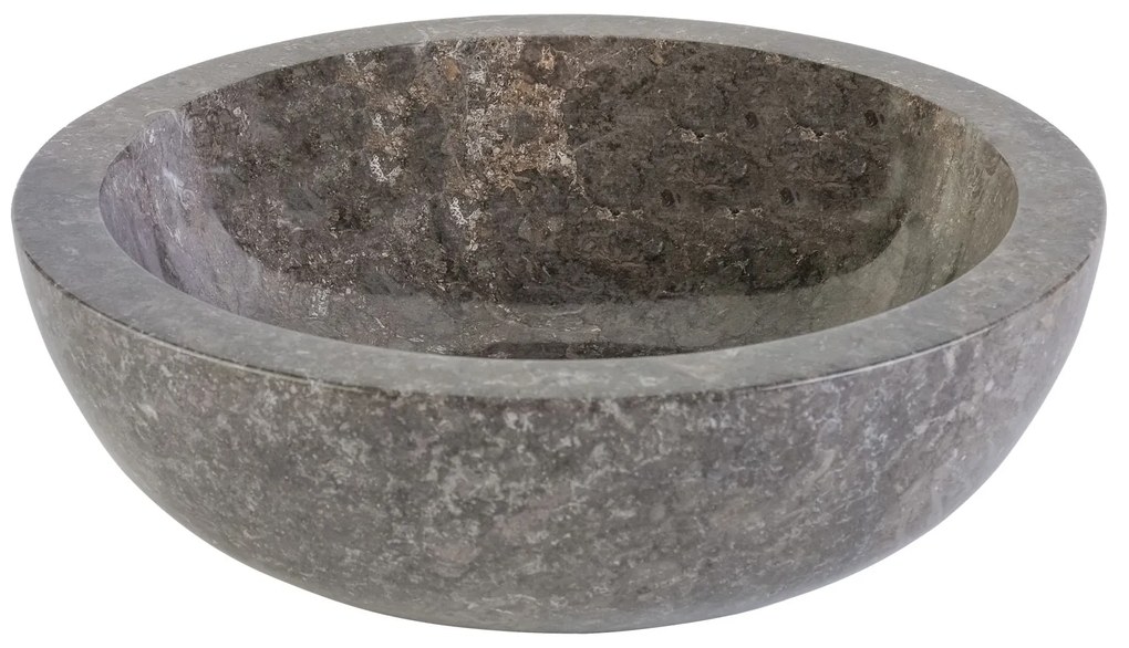 Sanigoods Ellie waskom rond gepolijst 35x12cm grijs marmer