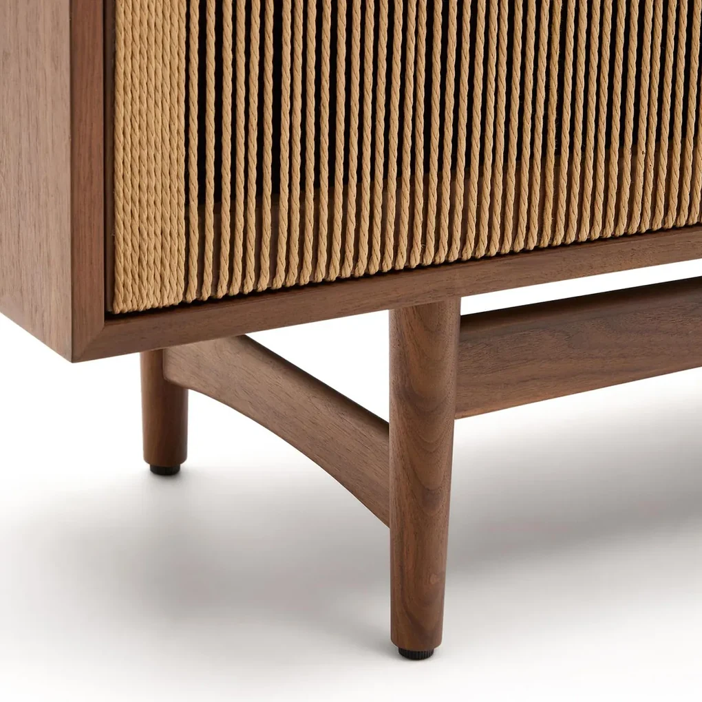 Kave Home Elan Retro Tv-meubel Walnoot Met Touw - 200x40x50cm.