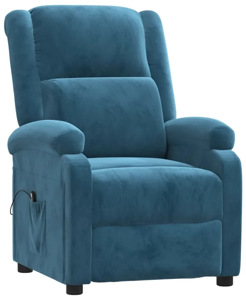 vidaXL Fauteuil verstelbaar elektrisch fluweel blauw