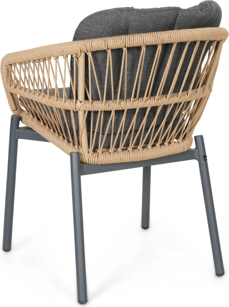 Tuinset Ronde Tuintafel 6 personen 150 cm Rope Grijs  De Laan Projects