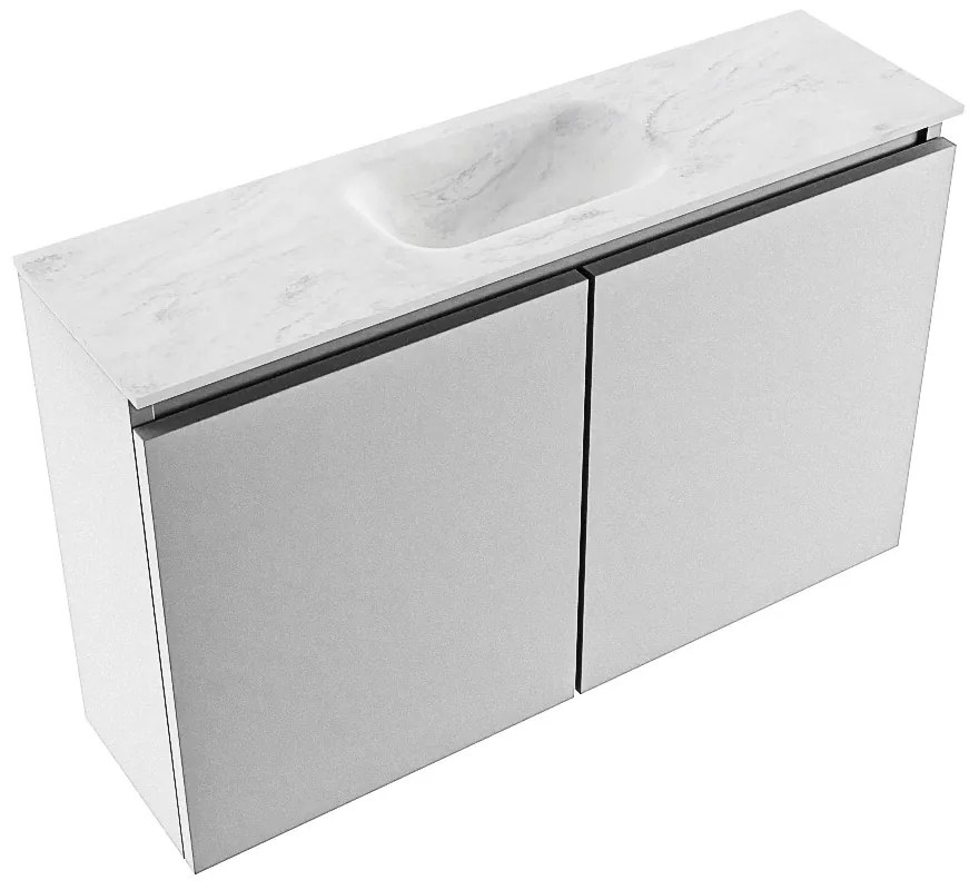 Mondiaz Ture DLux toiletmeubel 80cm plata met wastafel opalo midden met kraangat