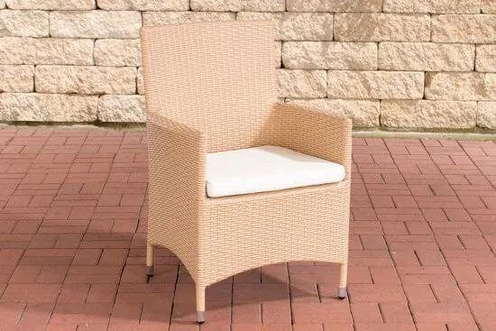 Poly-rotan Wicker tuinstoel / fauteuil JULIA aluminium frame met kussen - kleur van rotan: zand overtrek gebroken wit
