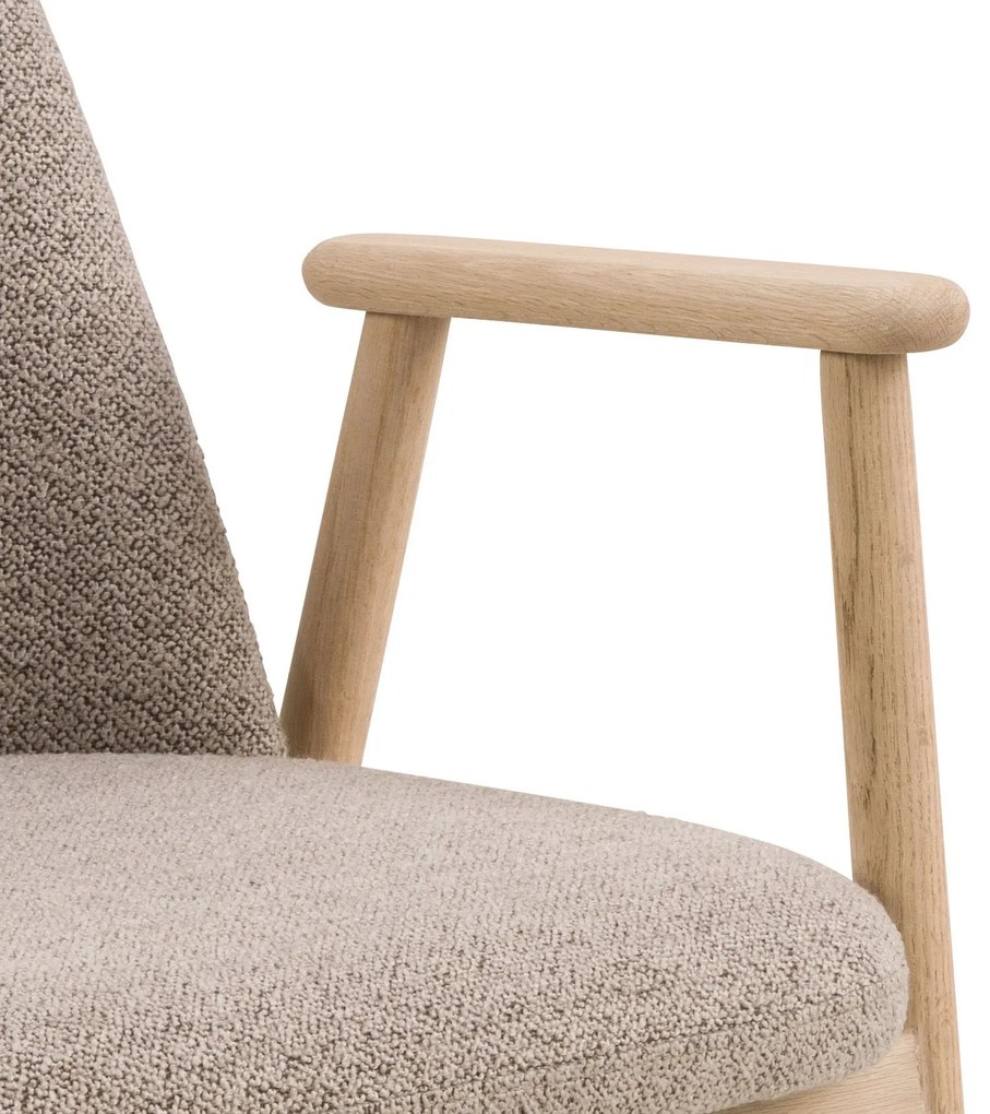RODERIC Beige Latte (stof Monza 60)/frame geolied eiken - HOUTEN STOEL VOOR WOONKAMER, EETKAMER, KEUKEN RETRO