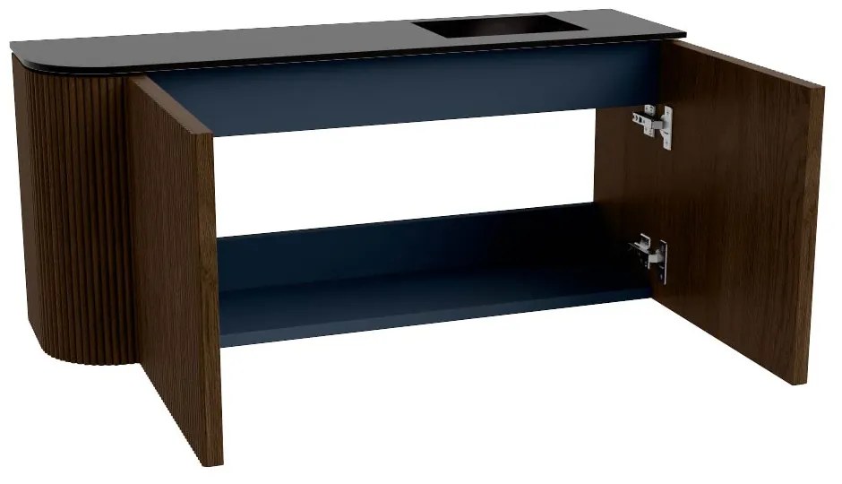 Mondiaz Joya 90cm toiletmeubel ronding links walnut met wastafel faye rechts 1 kraangat urban