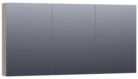 BRAUER Impress Deluxe spiegelkast - 140x70x15cm - interne en externe verlichting - 3 dubbelzijdige spiegeldeuren - mat taupe SK-IMD140MT