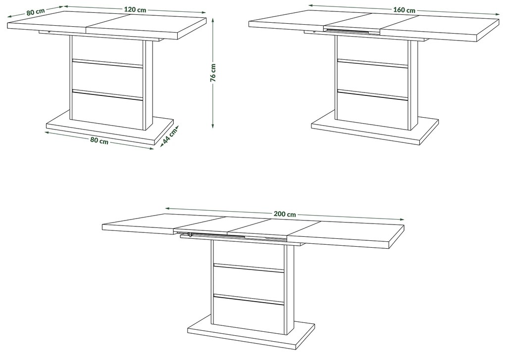 Mazzoni PIANO wit mat / zwart mat - moderne uitschuifbare tafel tot 200 cm