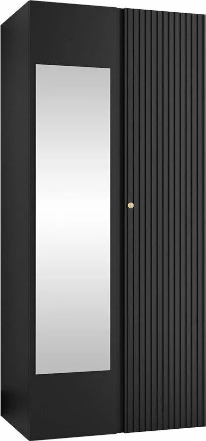 Kledingkast Hartford 397, Zwart, 186x74x44cm, 54 kg, Kledingkast deuren: Met scharnieren, Aantal planken: 2, Aantal planken: 2
