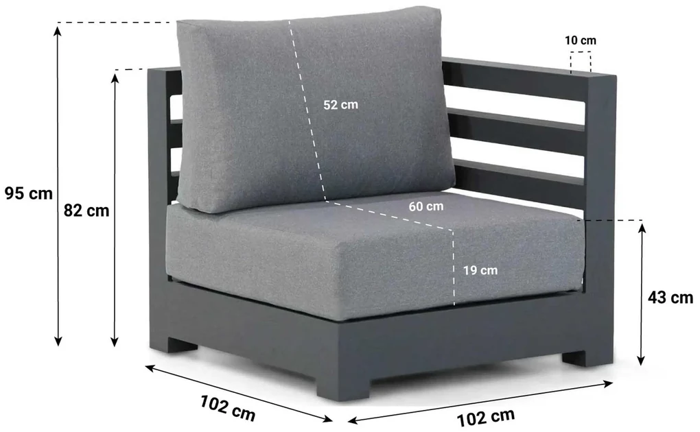 Hoek loungeset 5 personen Aluminium Grijs Santika Furniture Santika Phantom