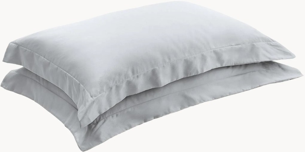 Katoensatijnen kussenslopen Pearl Grey, 2-delig