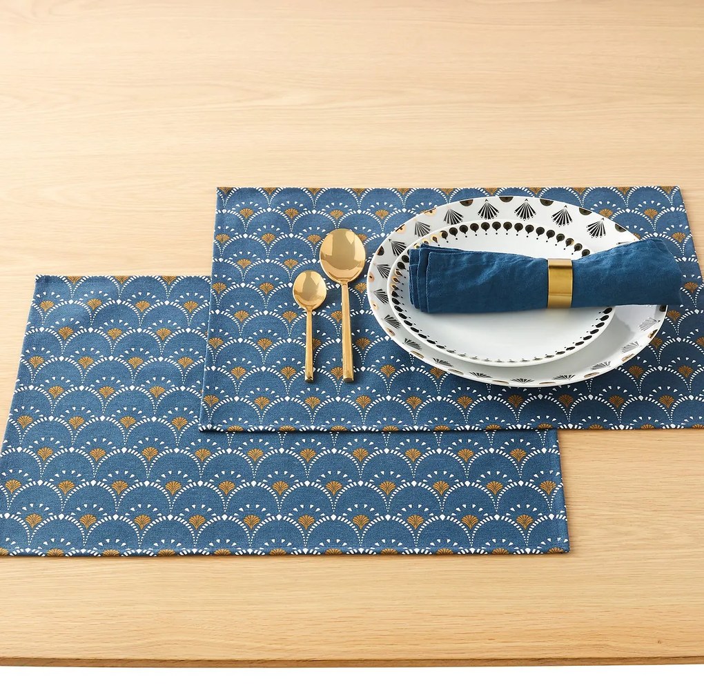 Set van 2 bedrukte placemats, anti-vlek Mina