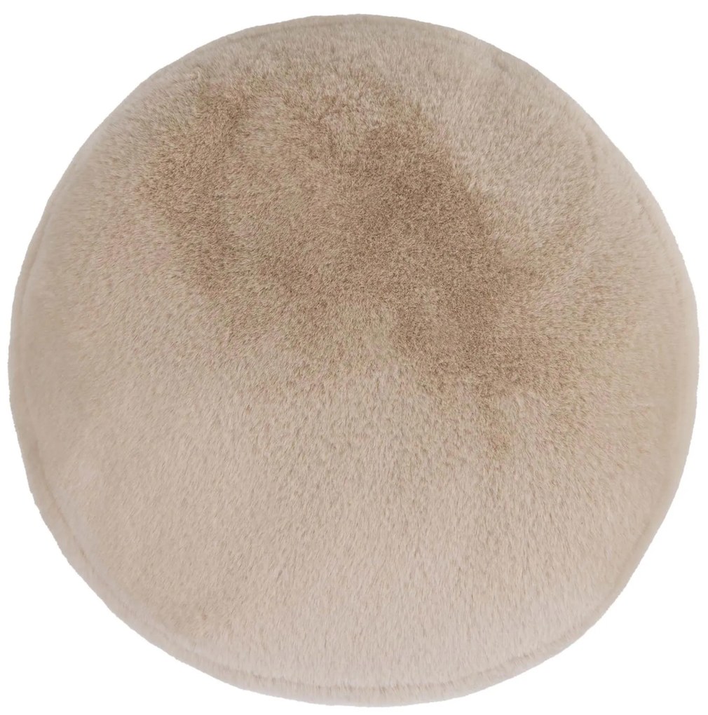 Icon Milano Rabbit Faux Fur Round Footstool Bean Bag, Natural