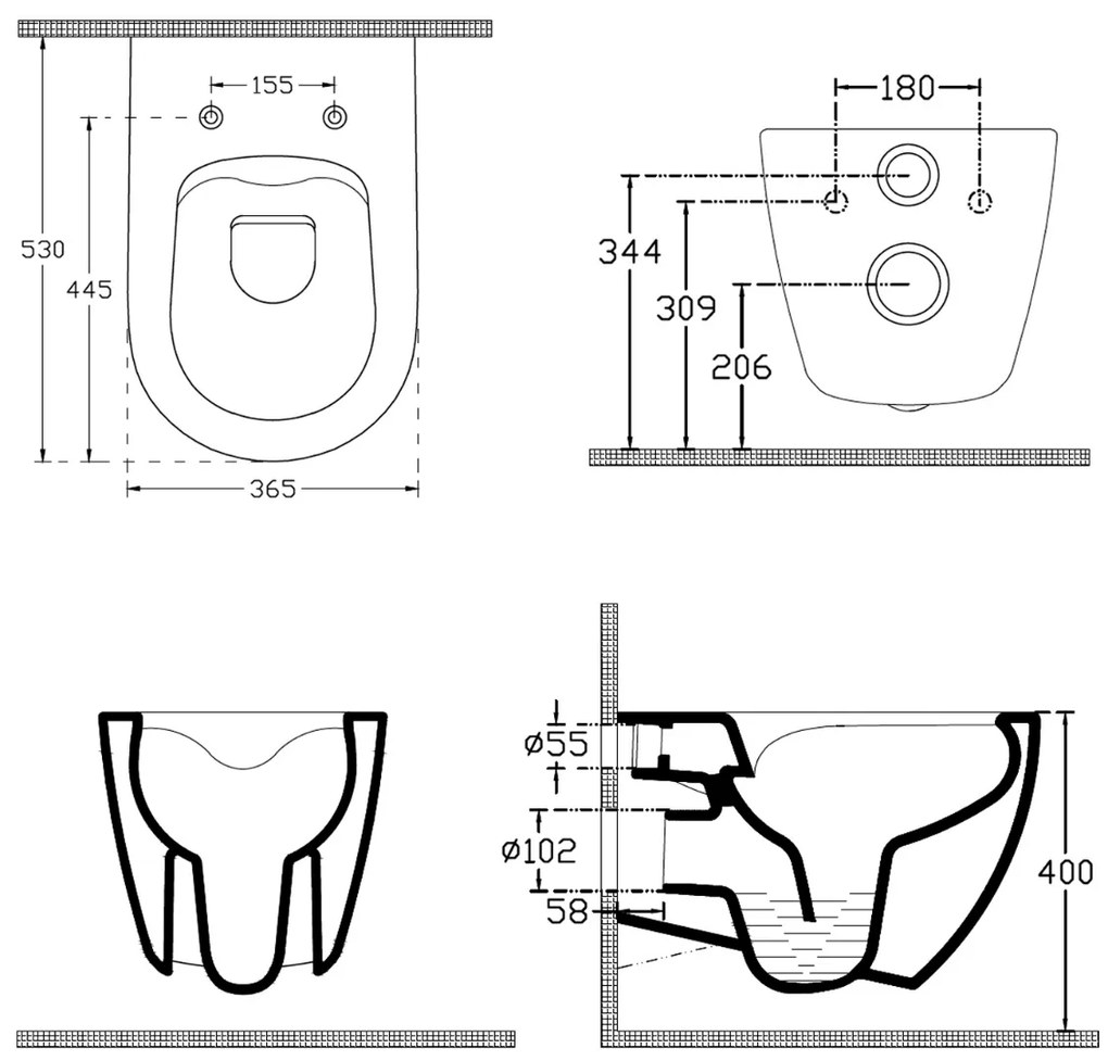 Isvea Infinity randloos toilet 53x36.5cm taupe