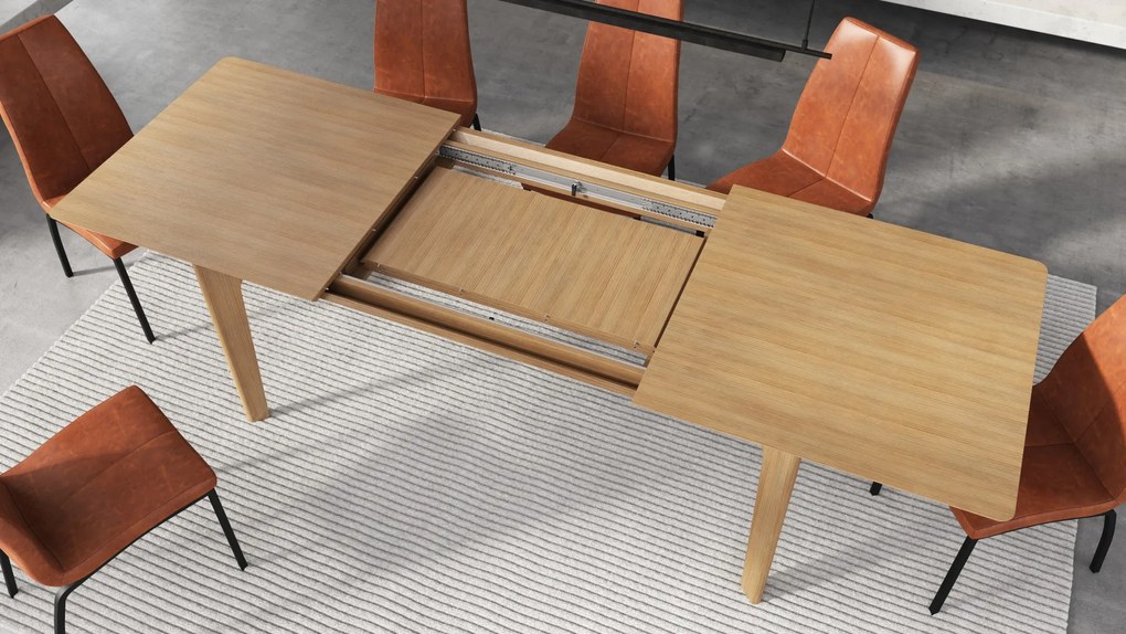 BARI Natuurlijk eiken 180x90 cm (+2 inzetstukken 45 cm) - HOUTEN TAFEL IN JAPANDI STIJL,  UITKLAPBARE TAFEL TOT 270 cm!