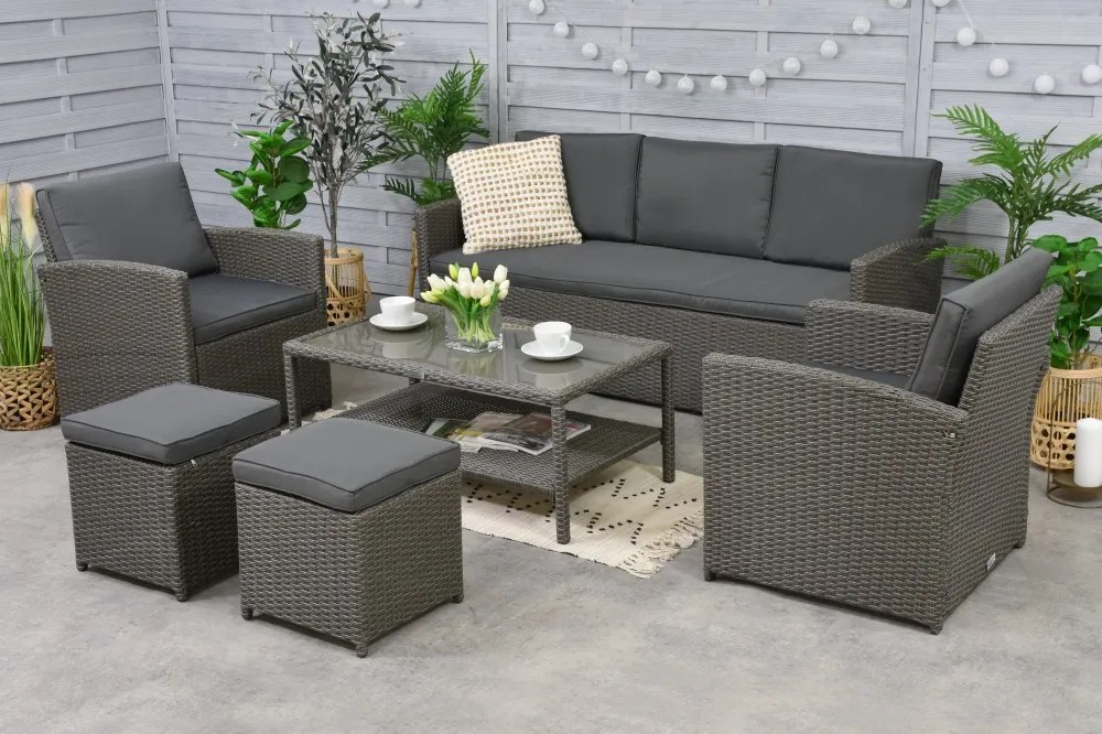 Tuinmeubelen Monaco Coffee 5 + 2 krukken Garden Point antraciet