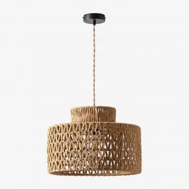Gevlochten Papieren Hanglamp Kiara Natuurlijk - Zwart & Natuurlijk Kiara - Sklum