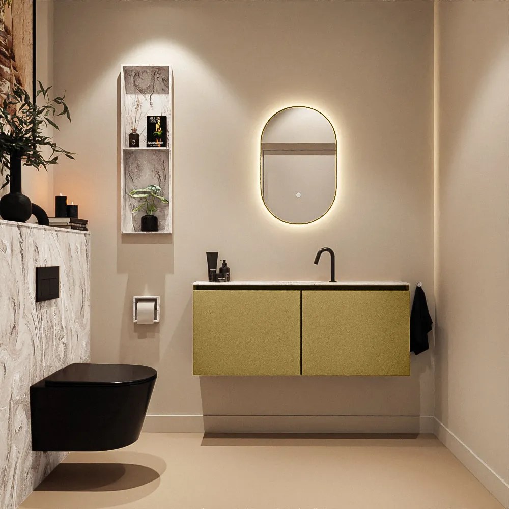 Mondiaz Ture DLux toiletmeubel 120cm oro met wastafel glace midden met kraangat