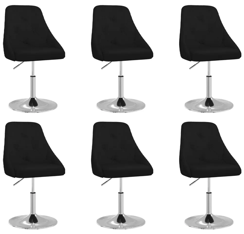 vidaXL Eetkamerstoelen draaibaar 6 st stof zwart