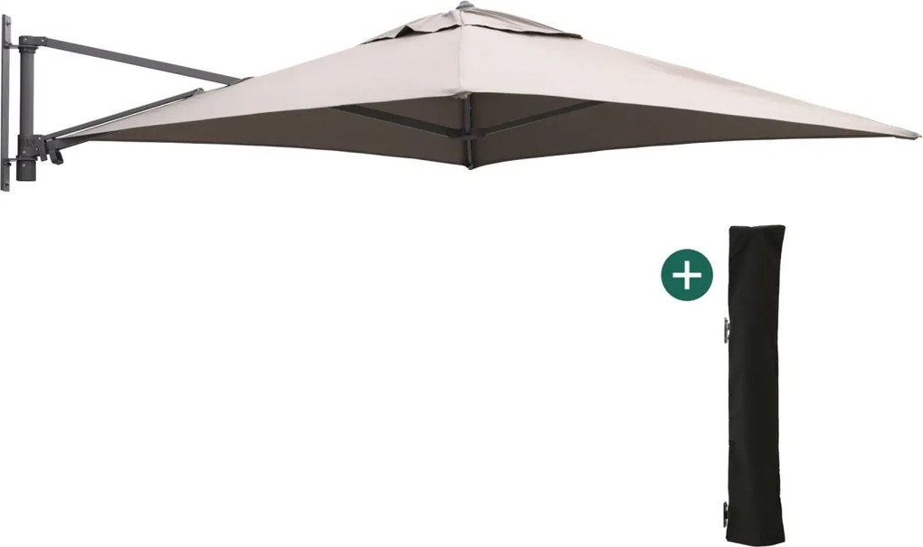 Parasol Shadowline muurparasol | Inclusief hoes | Vierkant | 200x200cm | Met draaihendel | Bruin | Kees Smit Tuinmeubelen