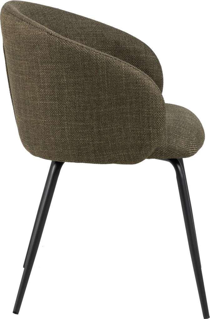 CLARA Olijfgroen (stof Basel 77)/zwarte poten - MODERNE GESTOFFEERDE KUIPSTOEL VOOR WOONKAMER/EETKAMER/KANTOOR LOFT