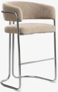 Zithoog Kruk Met Gestoffeerde Rugleuning En Ijzer Zantria ↑75 Cm & Stof Grijs – Taupe - Sklum