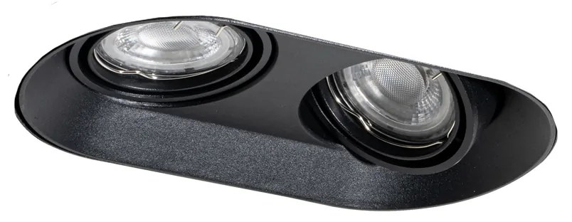 Afgeronde inbouwspot zwart GU10 50mm 2-lichts - Hubs