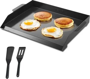 VEVOR Bakplaat Grillpan Koolstofstaal Universele Rechthoekige Plaat (502 x 370 mm) met Platte Bovenkant, Gasgrillplaat voor BBQ Grill Teppanyaki, Draagbare Familie Kookgerei met Handvat