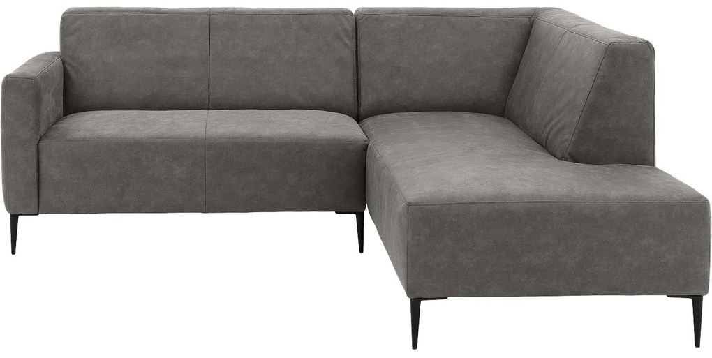 Goossens Key West grijs, micro leer, 2-zits, modern design met ligelement rechts