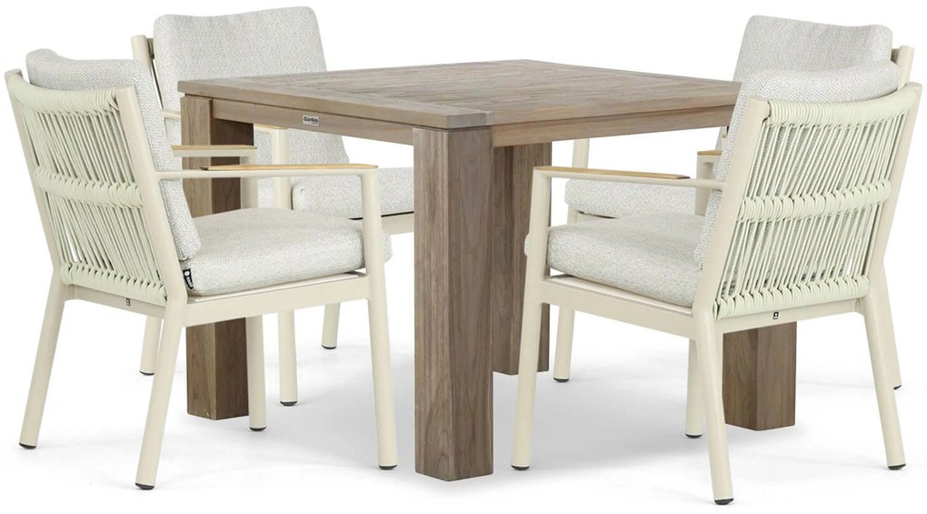 Tuinset 4 personen 100 cm Aluminium/rope Taupe Coco Sevilla/Brighton