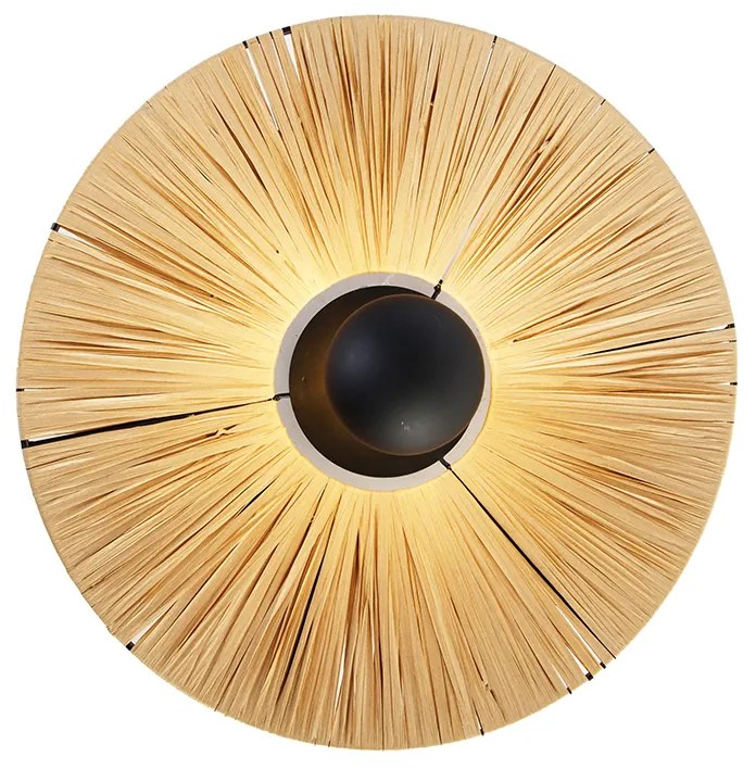 Landelijke wandlamp zwart met touw 45 cm - Leia