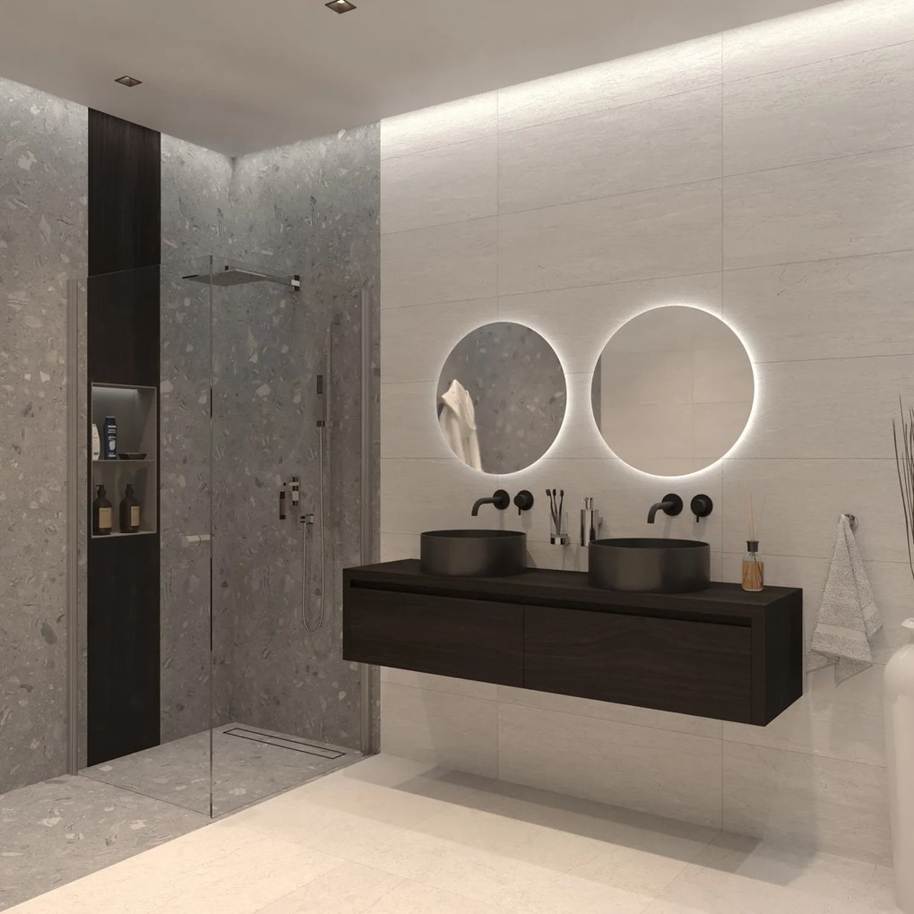 Gliss Design Ares badmeubel 160cm 2 lades charcoal zonder waskom